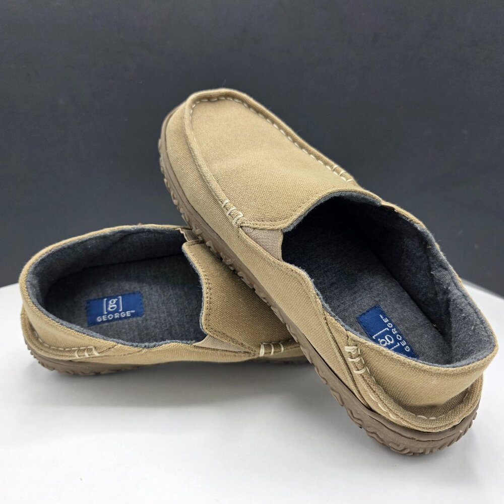 George Mens Canvas Crash Back Slip on Slipper Loafer Shoes Taupe US 7/8 Preown